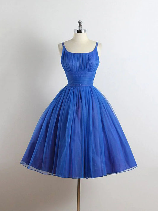 Pretty Homecoming Dress Spaghetti Straps Tulle Pleated Short Prom Dress Back to School Outfits Party Dress  D6090