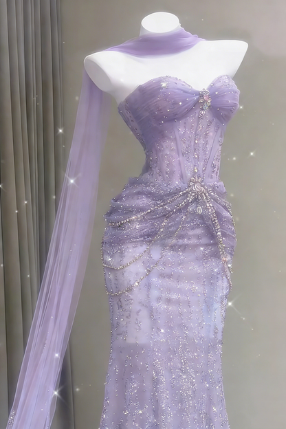 Shiny Prom Dress Sweetheart Pleated Tulle Mermaid Prom Gown Evening Dress Party Dress  D2680