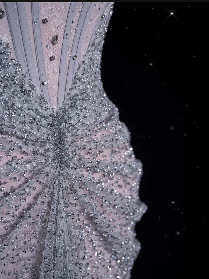Mermaid Gownse??? Off The Shoulder Tulle Sequins Long Prom Dresses For Prom Events &Quinceanera