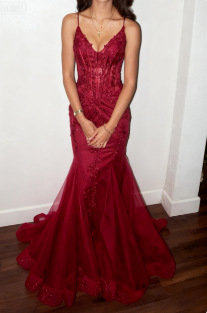 Modest Mermaid Spaghetti Straps Burgundy Sequin Prom Gowns 23Rd Birthday Dress Prom Dresses 20Th Birthday Outfits