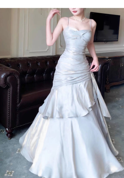 Modest Mermaid Spaghetti Straps Long Prom Dress Birthday Prom Dresses Prom Gown