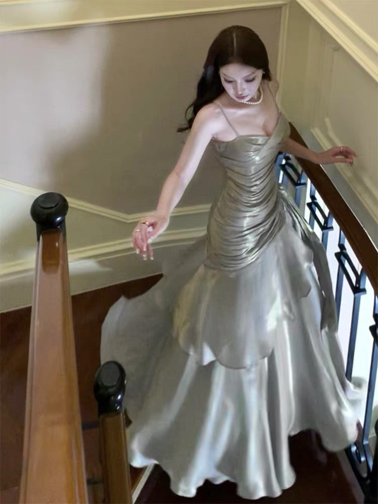 Modest Mermaid Spaghetti Straps Long Prom Dress Birthday Prom Dresses Prom Gown