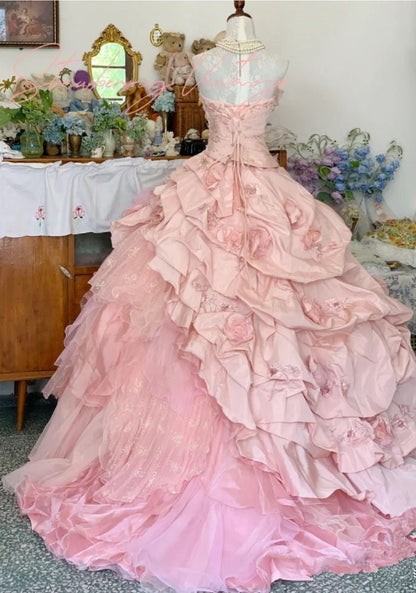 Pink A Line Princess Quinceanera Dress Ball Gowns Sweet 16 Dresses