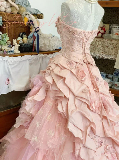 Pink A Line Princess Quinceanera Dress Ball Gowns Sweet 16 Dresses