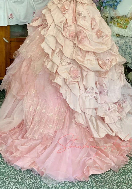 Pink A Line Princess Quinceanera Dress Ball Gowns Sweet 16 Dresses