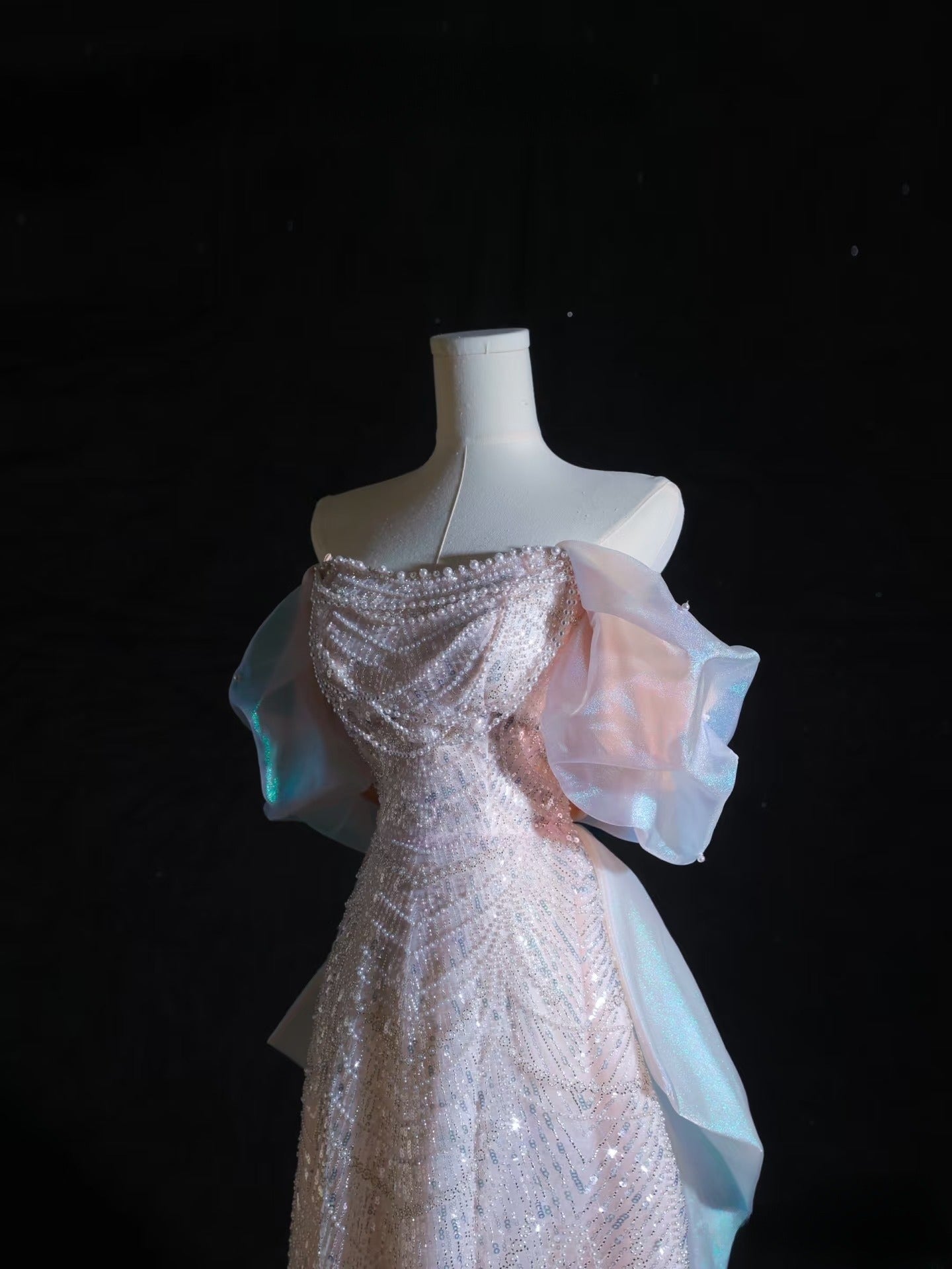 Pretty A Line Off The Shoulder Pink Sequin Long Prom Dresses Prom Gown