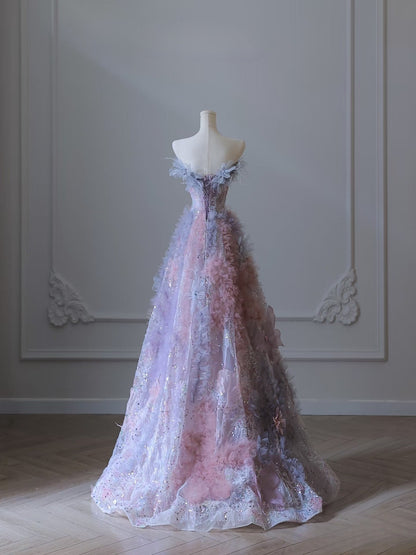 Pretty A Line Sweetheart Tulle Long Prom Dresses Prom Gown