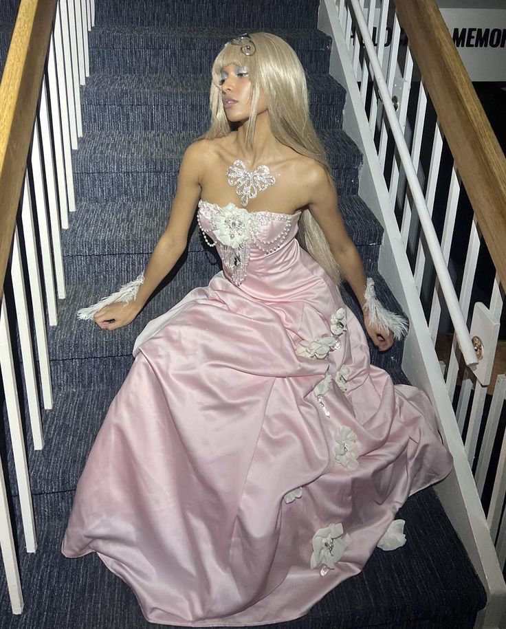 Pretty Ball Gowns Strapless Pink Long Satin Prom Dress