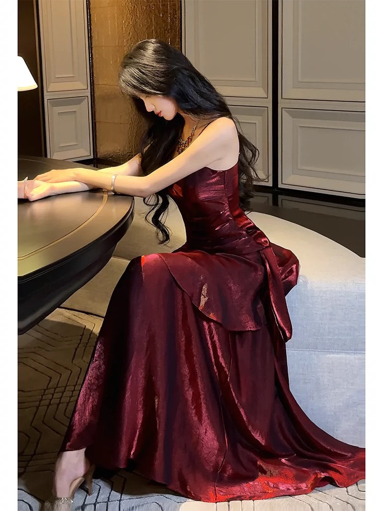 Pretty Mermaid Spaghetti Straps Olive Green Long Prom Dresses Prom Gown