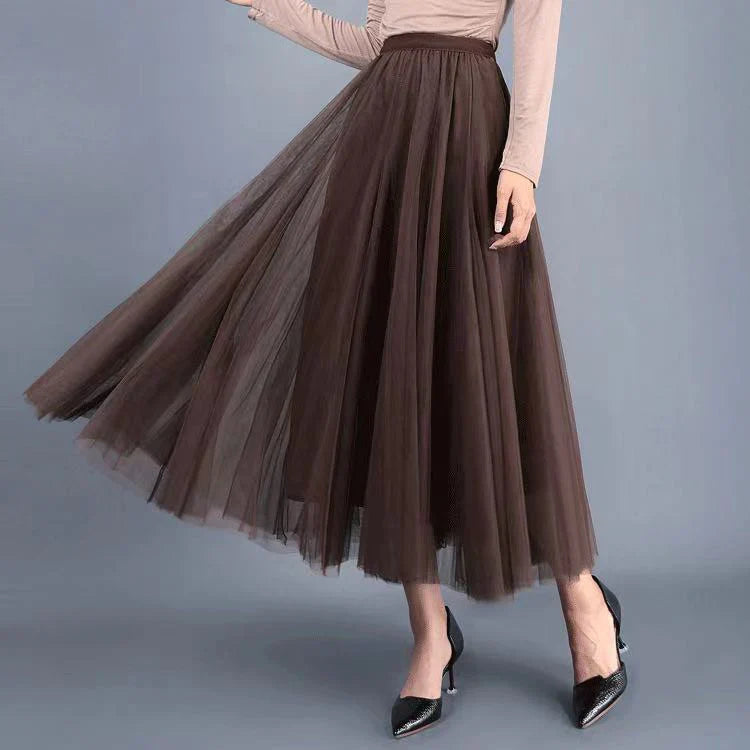 Big swing bouffant ankle-length skirt, high waist slim fairy skirt, net gauze skirt A-line skirt    S2550