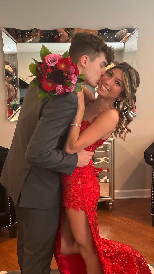 Elegant Mermaid Sleeveless Prom Dress With Train,Charming Formal Gown Y1182