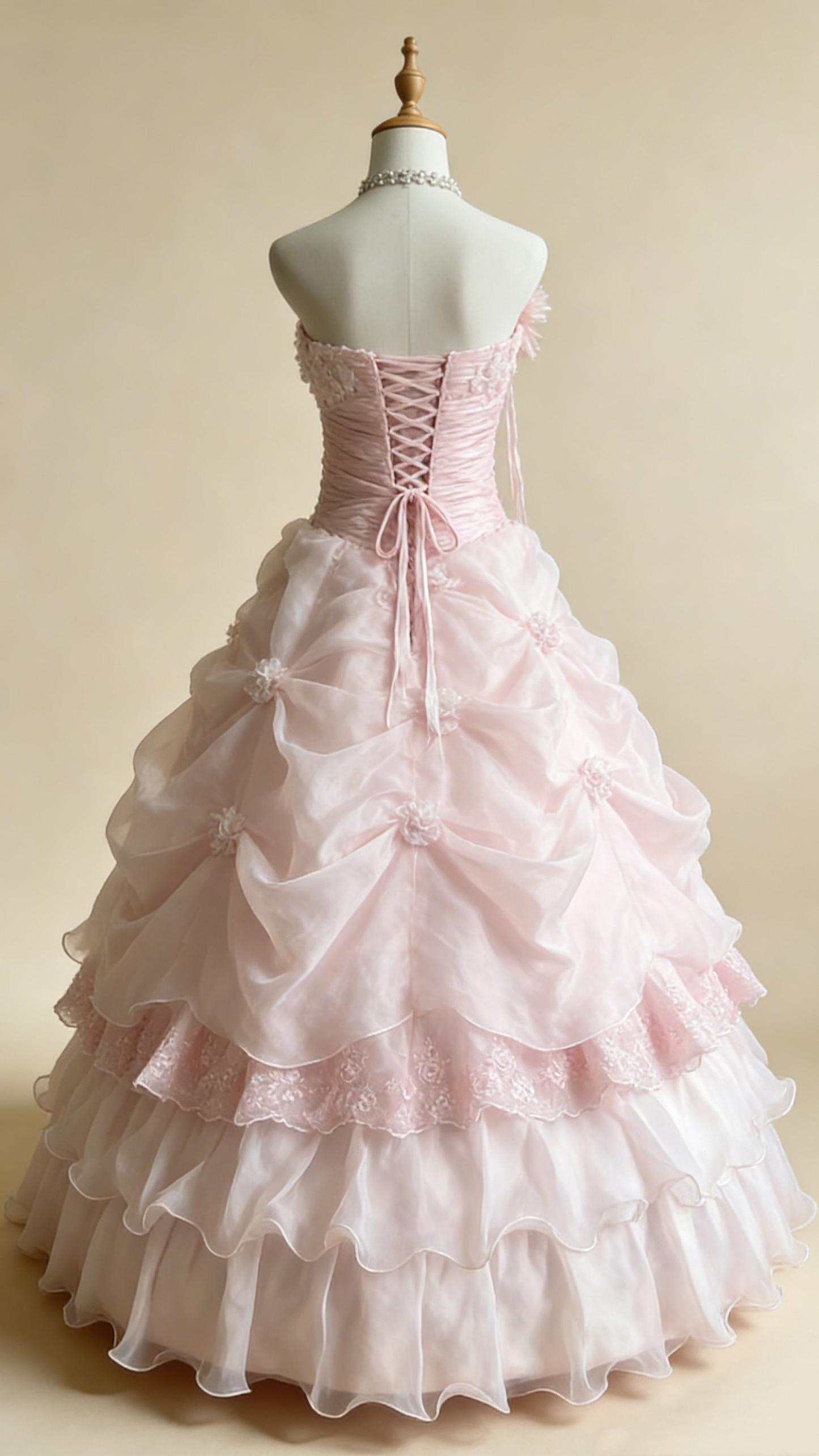 Pretty Prom Dress Strapless Pleated Flower Ball Gown Birthday Party Dress Evening Dress     D4141