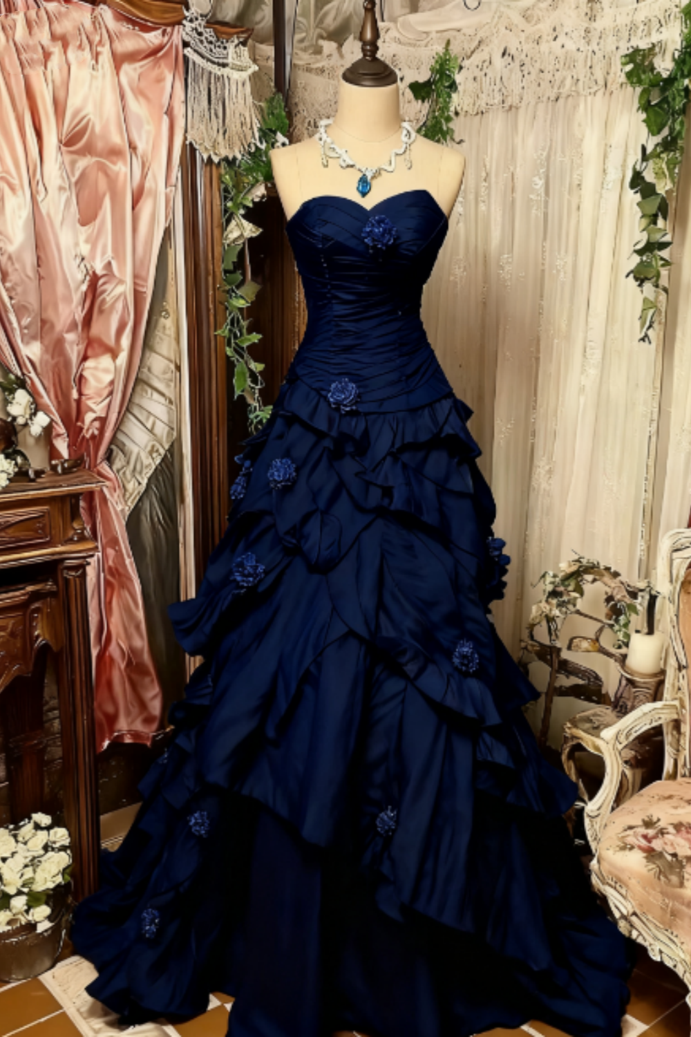 Purple Pink Blue Gradient Fashion Retro Elegant Delicate Floral Beads Sweet Elegant Long Tulle Floor Length Ball Gowns Prom Gowns