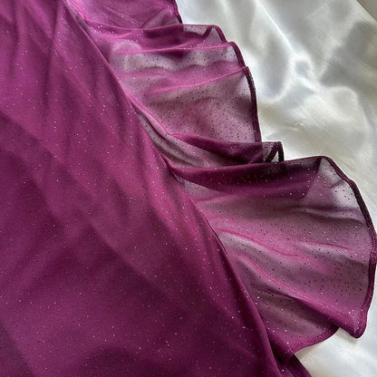 Purple Shiny Elegant Fashion Gradient Strap Long Tulle Ball Gowns Prom Dresses