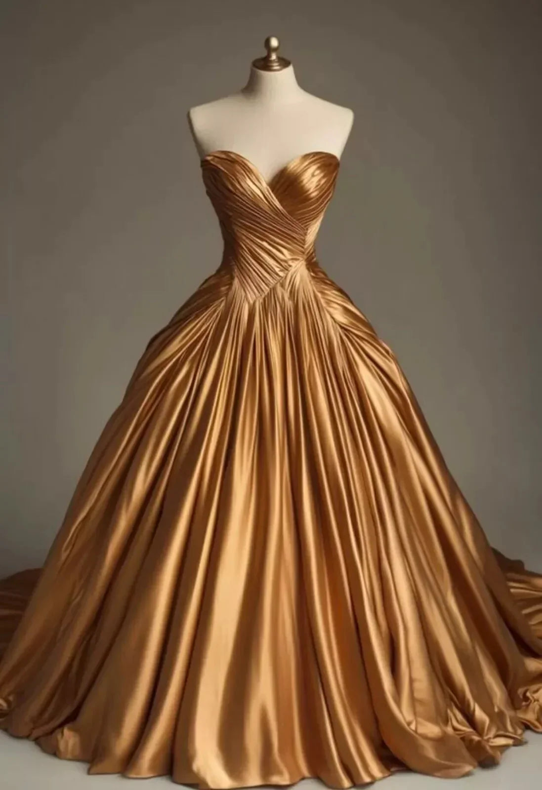 Retro Ball Gowns Sweetheart Satin Gold Prom Dress Prom Dress