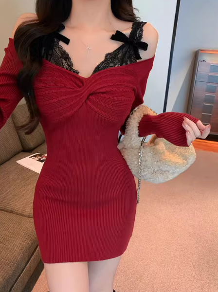 Fashion Burgundy Dress S825