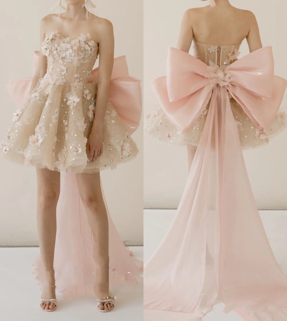 Sexy Ball Gowns Sweetheart Pink Floral Lace Prom Dress