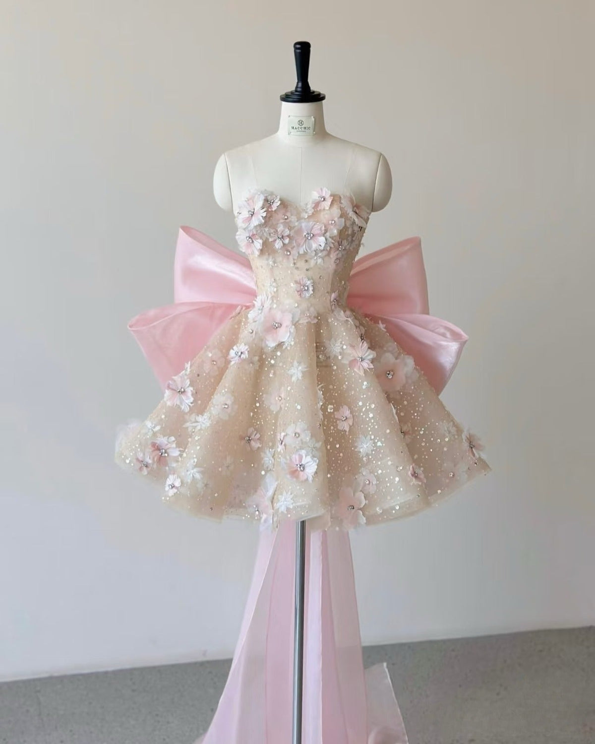 Sexy Ball Gowns Sweetheart Pink Floral Lace Prom Dress
