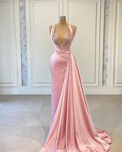 Pink Long Prom Dress,Prom Dresses,Pageant Dress,Evening Dress,Graduation School Party Gown  C1243