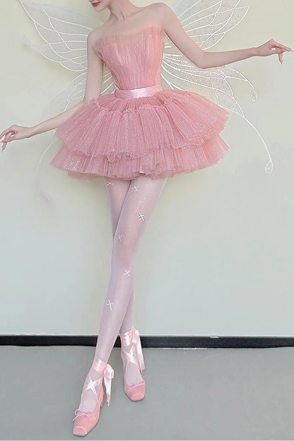 Charming Homecoming Dress Strapless Tulle Lace Short Prom Dress Back to School Outfits Party Dress  D6033