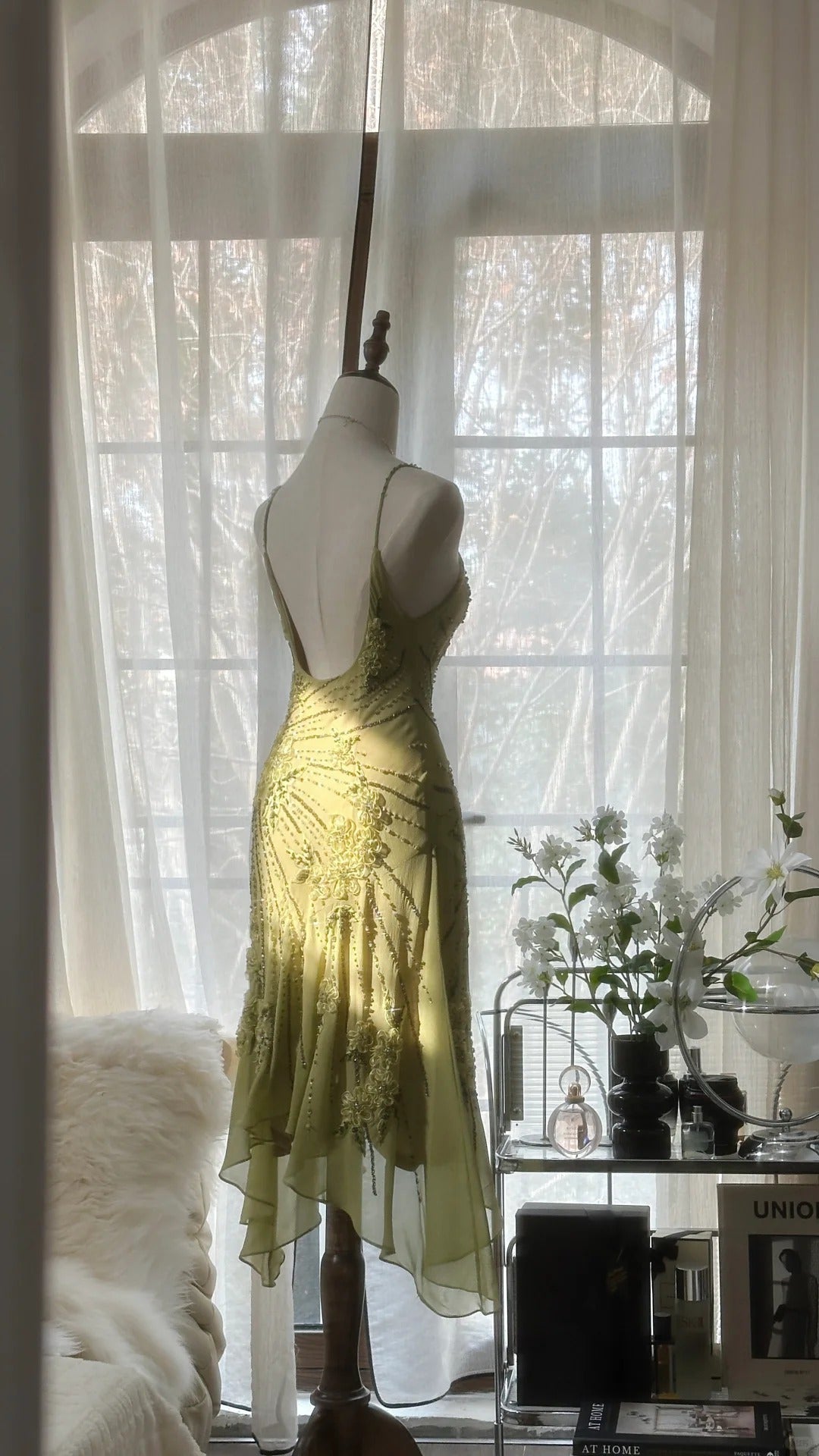 Vintage Prom Dresses, Sleeveless Green Prom Gown