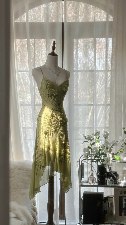 Vintage Prom Dresses, Sleeveless Green Prom Gown