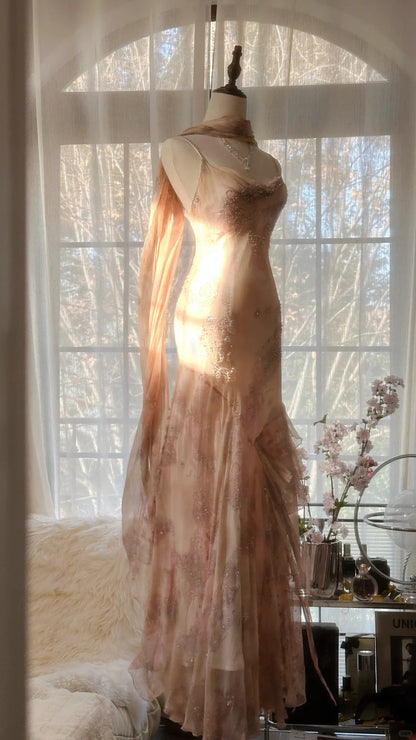 Vintage Prom Dresses, Sleeveless Long Prom Gown