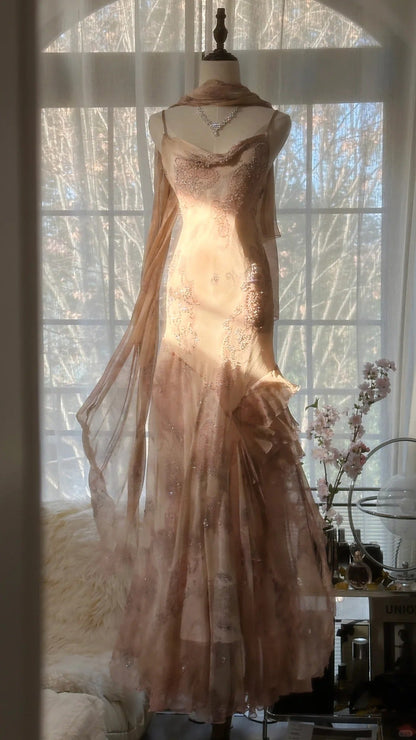 Vintage Prom Dresses, Sleeveless Long Prom Gown