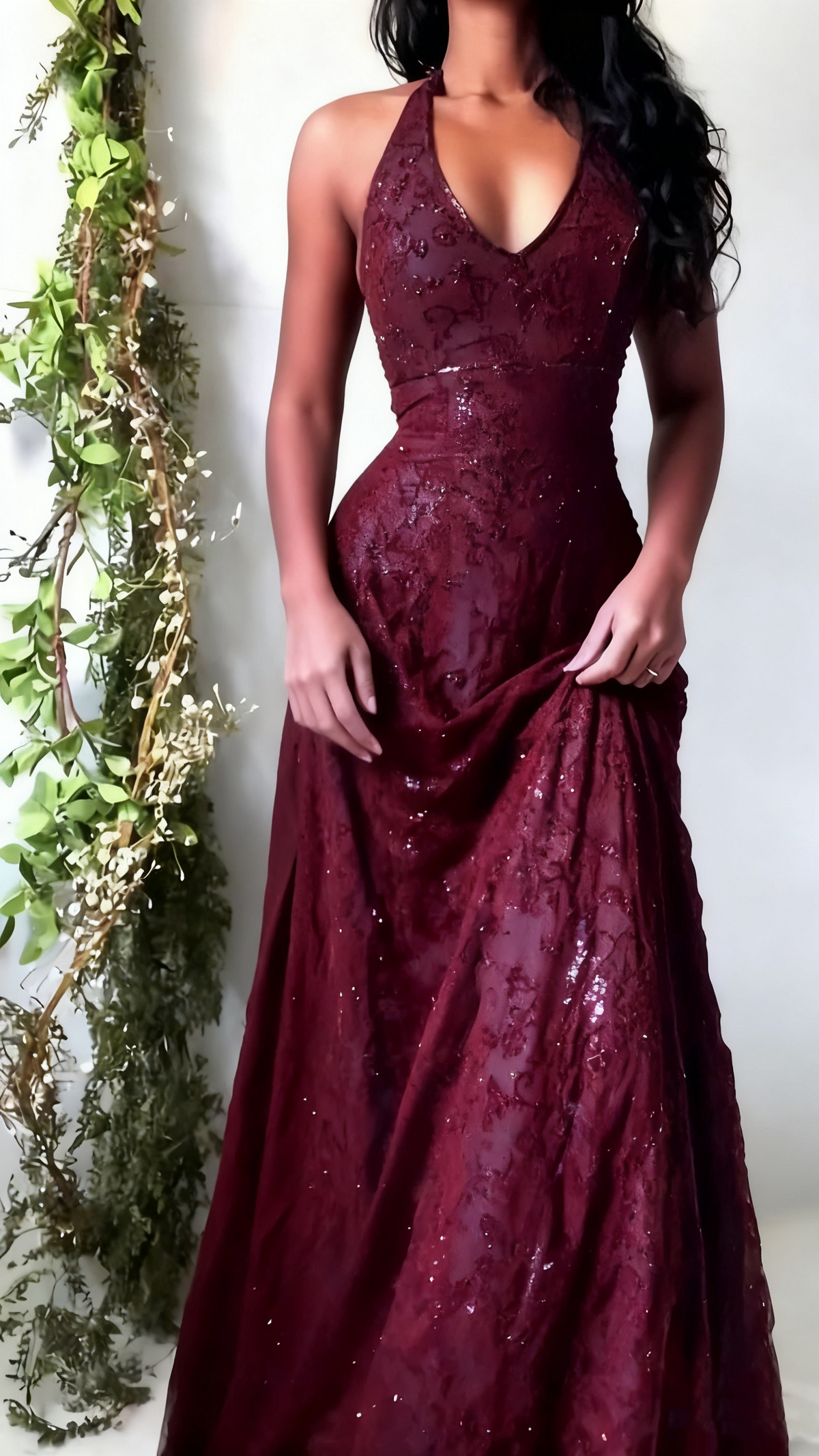 Vintage Mermaid Purple Lace Halter Prom Dress Long Prom Dresses Prom Gown