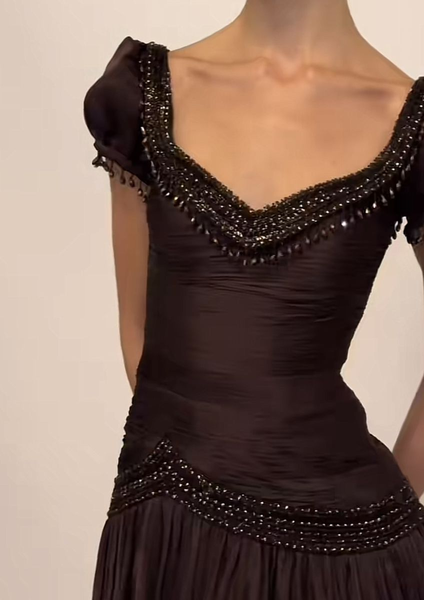 Vintage V Neck Brown Chiffon Beaded Mermaid Prom Dresses Long Prom Gown