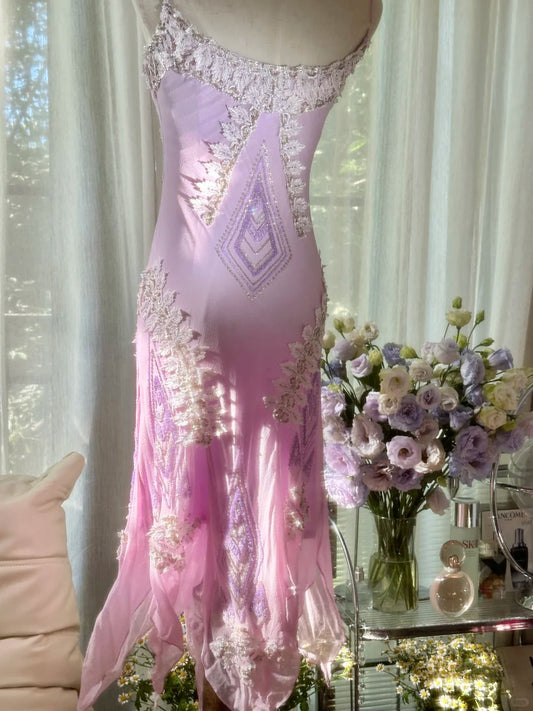 Elegant Homecoming Dress Spaghetti Strap Beading Applique Dress Back to School Outfits Party Dress  D6437