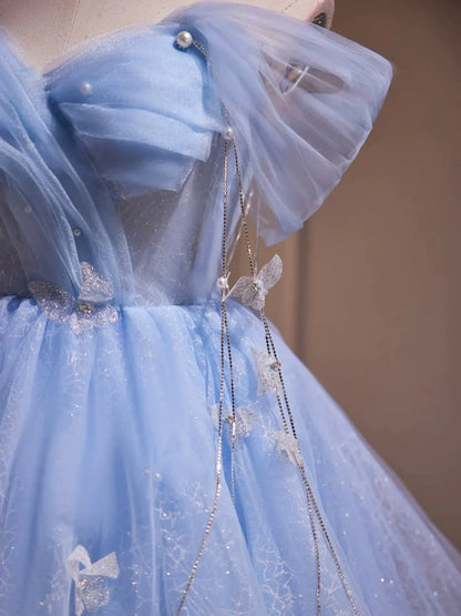 Beauty Homecoming Dress Off Shoulder Tulle Tassel Short Prom Dress Birthday Party Outfits Cocktail Dress  D6029